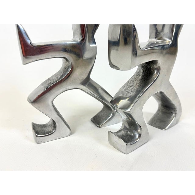 Postmodern Vintage Aluminium Bookends from Il Gusto Brugskunst, 1990s, Set of 2 For Sale - Image 3 of 7