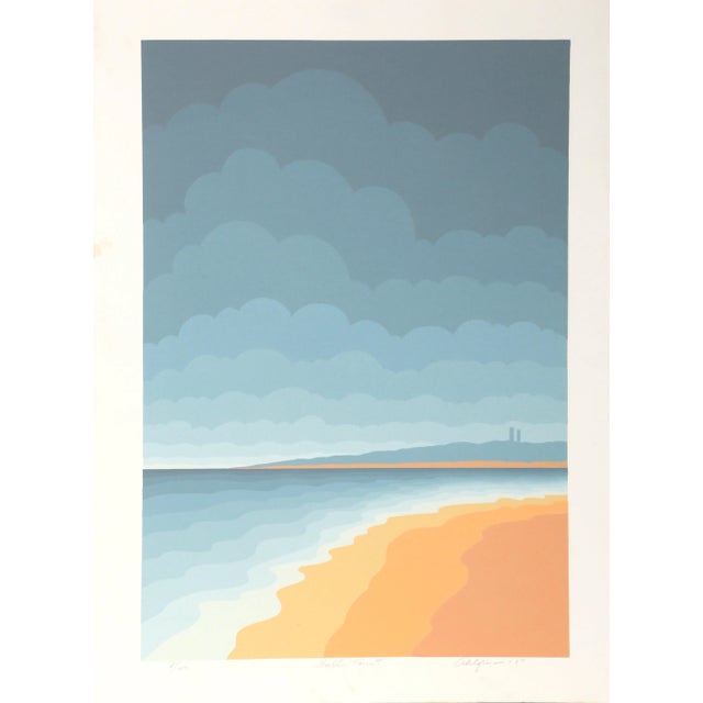 1980s Roy Ahlgren, "Gull Point", Op Art Landscape For Sale