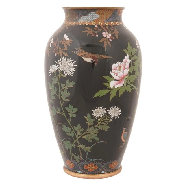This exceptional Japanese cloisonne enamel vase dates to the Meiji period, circa 1880–1890, and is confidently attributed...