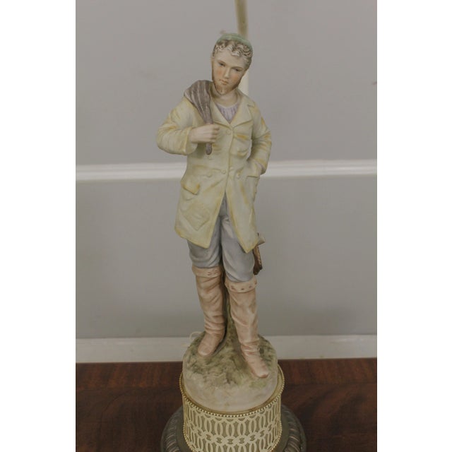 Pair Vintage 1950s Era Bisque Figural Italian Table Lamps For Sale In Philadelphia - Image 6 of 13