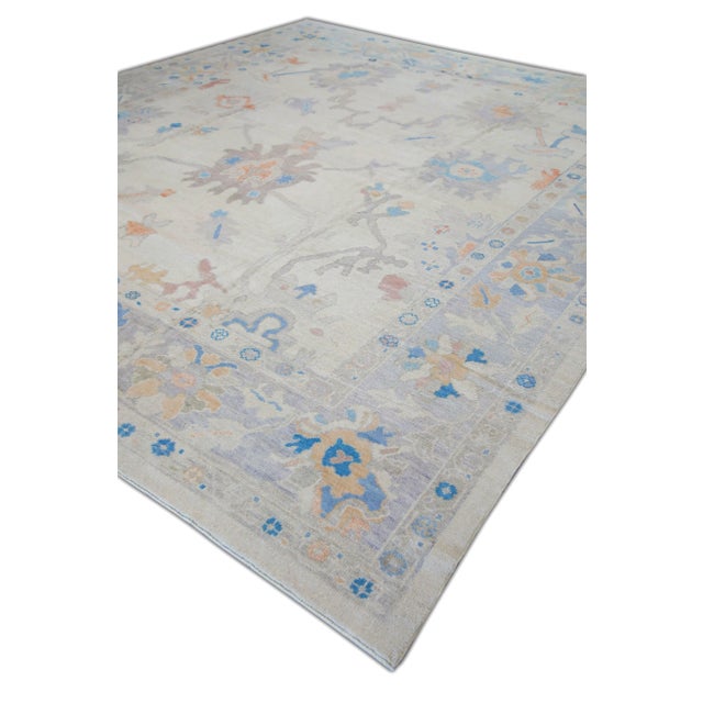 Square Modern Turkish Oushak Rug 11'4" X 12'11" For Sale - Image 4 of 6