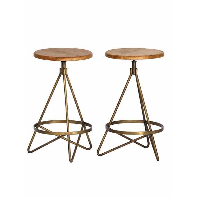 Modern Pr. Vintage Bar Stools For Sale - Image 3 of 10