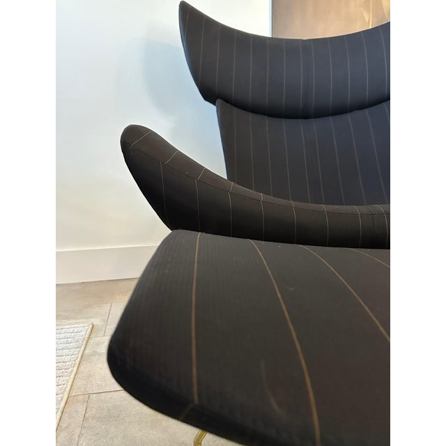 Contemporary Imola Living Chair With Foostool Brass Legs ( Unique Fabric ) For Sale - Image 3 of 7