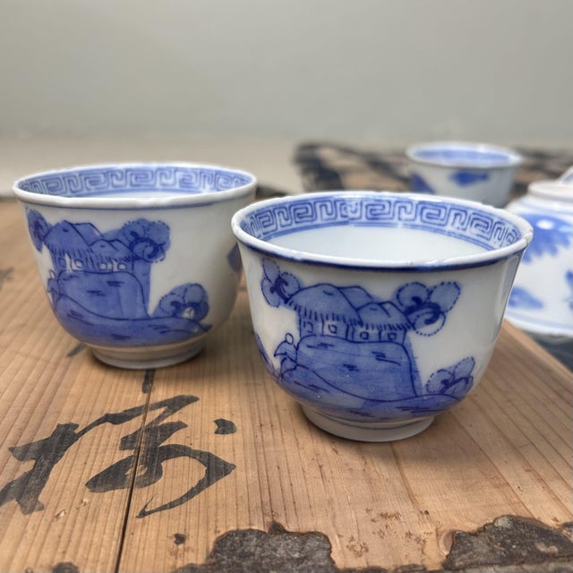 Edo Hand-Painted Yunomi Tea Cups, Japan, Set of 18 For Sale - Image 4 of 18