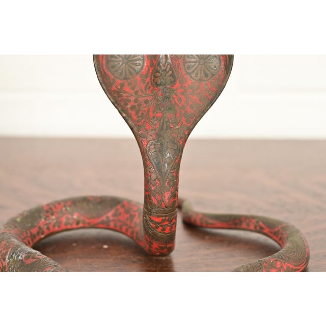 Enameled Bronze Cobra Snake Candlestick For Sale - Image 9 of 15