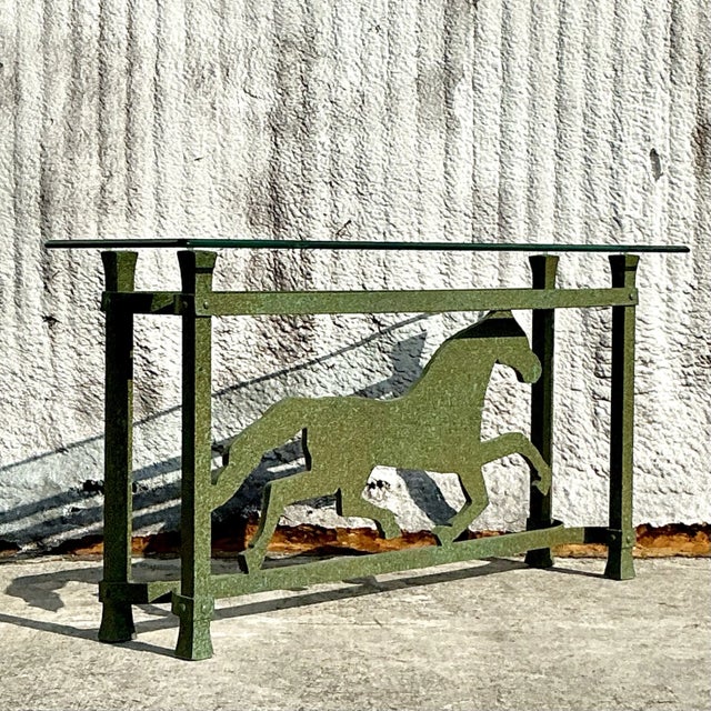Vintage Boho Painted Running Horse Console Table For Sale In West Palm - Image 6 of 7