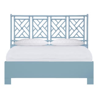 Chippendale Platform Bed California King - Pool Blue For Sale