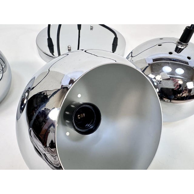 Vintage Space Age 3-Light Chromed Metal Ball Cascading Hanging Lamp For Sale - Image 18 of 18