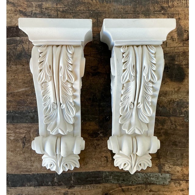 This exquisite pair of vintage Baroque-style brackets brings architectural depth and Neoclassical elegance to any...