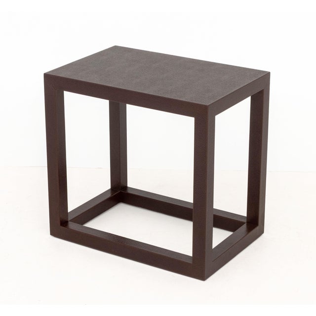 Animal Skin Karl Springer Attr. Maroon Leather End Tables, Pair For Sale - Image 7 of 7