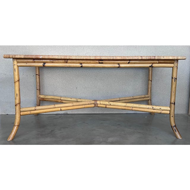 Spanish, 1980s Bamboo Glass Dining Table with Glass Tabletop For Sale - Image 16 of 18