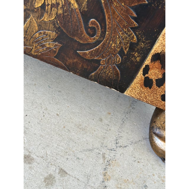 1990s 1990s Regency Safari Cheetah Gilt Embossed Metal Claw Feet Trunk For Sale - Image 5 of 12