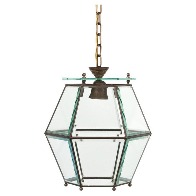 Mid-Century Pendant in Brass and Beveled Glass in the style of Adolf Loos, Italy, 1950s For Sale - Image 12 of 12