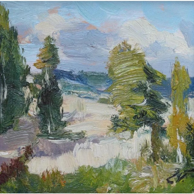 Small painting sunny landscape. 1990. Oil on cardboard, 16,7x17,7 cm edgars vinters (1919-2014) edgars vinters is working...