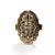 Exquisite 14K pink gold ring with 10 rose-cut diamonds and 6 natural emeralds. Filigree design measures 1 1/8" Long × 3/4"...