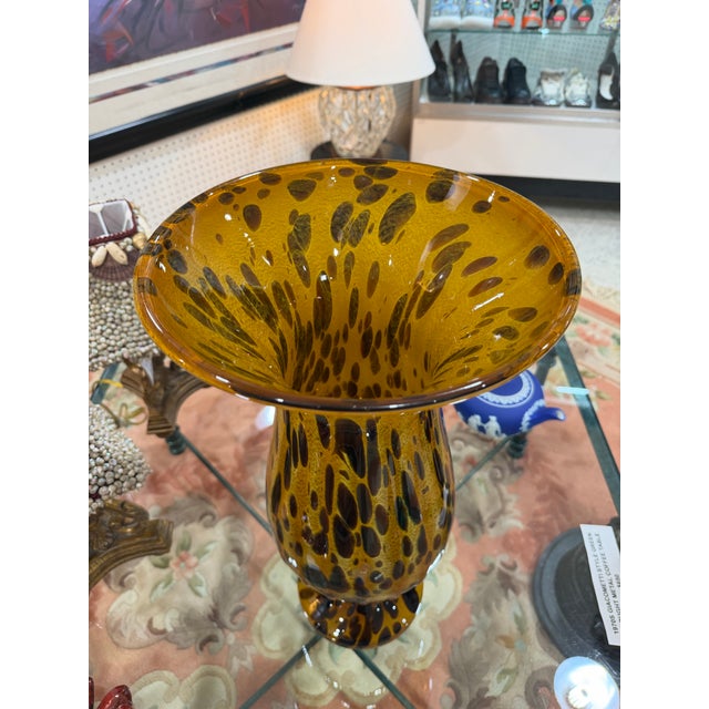 Murano Italy Hand Blown Art Glass Leopard Print Massive Vase 20.5in Excellent condition no damages No sticker not signed...