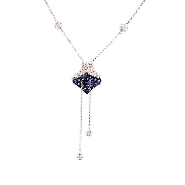 Traditional Diamond Sapphire Necklace 1.30 TCW Women Certified For Sale - Image 3 of 9
