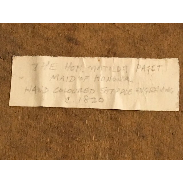 Antique 1820s English "maid of Honour" Hand Colored Engraving For Sale - Image 11 of 13