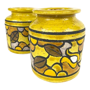 Mid-Century Modern Ceramic Bitossi Floral Design Candle Holders- a Pair