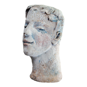 Vintage Terra Cotta Male Head Relief Sculpture