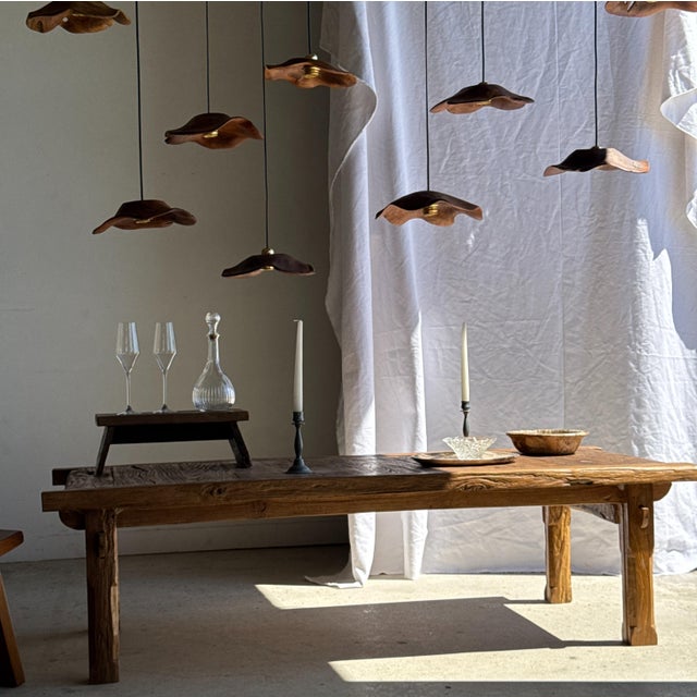 Small Wavy Leaf-Shaped Teak Pendant Light, 1980s For Sale - Image 12 of 18