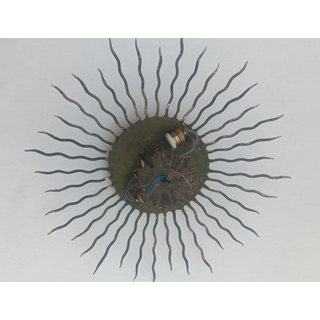 Gold Spanish Gold-Leaf Gilt Metal Sunburst Ceiling Fixture, 1960s For Sale - Image 8 of 10
