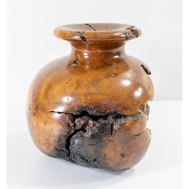 Mid-Century Modern Turned Walnut Burl Burlwood Vase For Sale In New York - Image 6 of 11