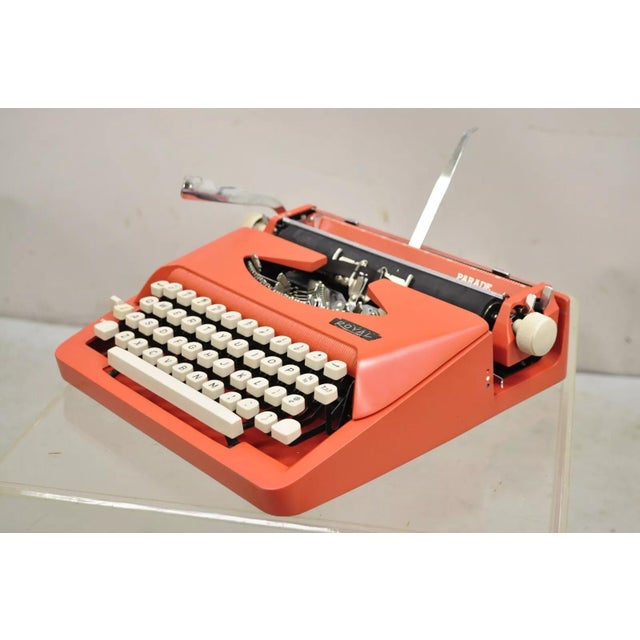 Mid-Century Modern Vintage Royal Holland Parade Coral Red Mid Century Modern Typewriter in Case For Sale - Image 3 of 12