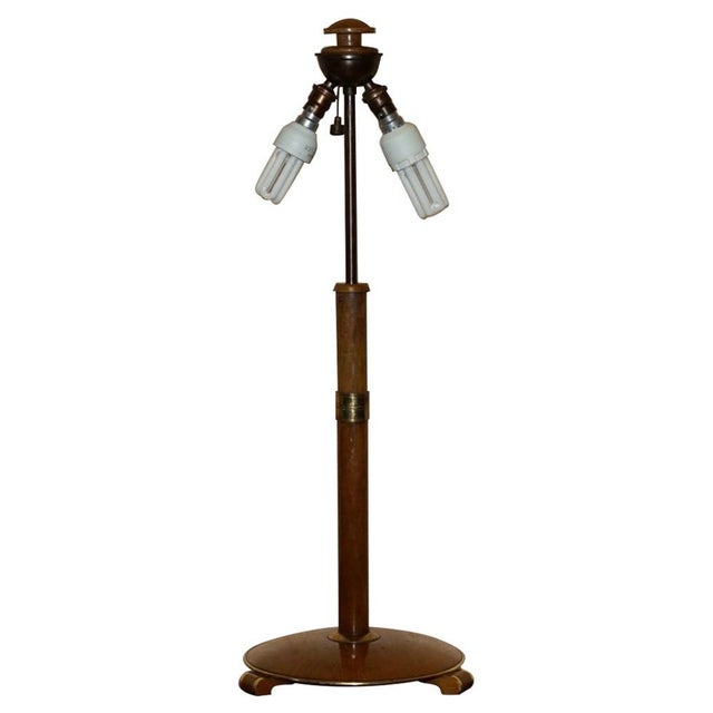 Large Mid-Century Swedish Modern Table Lamp in Brass & Teak, 1960s For Sale - Image 16 of 16