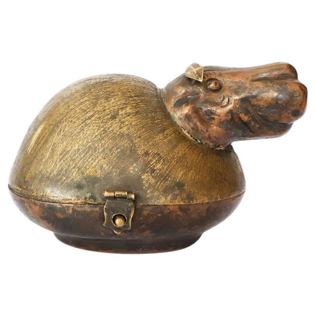 1960s Mid-Century Modern Silver Plated Hippopotamus Jewelry Box For Sale - Image 9 of 9