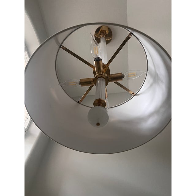 Glass Thomas Pheasant for Baker Furniture Solaire Chandelier - Original Baker Documentation Available. For Sale - Image 7 of 8