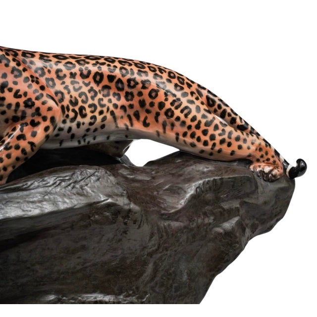Mid 20th Century Mid 20th Century Pair of Charles J. Noke for Royal Doulton "Leopard on a Rock" Porcelain Figures For Sale - Image 5 of 9