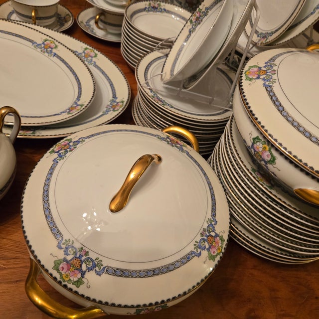 12 Place Settings Plus Serving Art Nouveau China Set- Set of 75 For Sale - Image 11 of 12