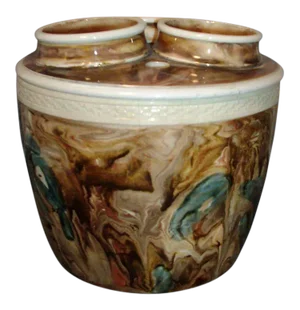 18th Century Wedgwood & Bentley Agate Ware Creamware Bulb Vase or Root Pot & Cover