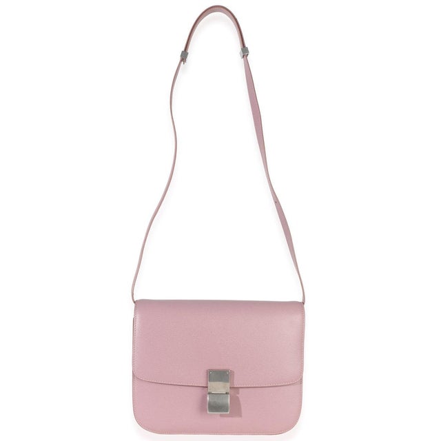 Pink Pink Textured Calfskin Small Box Bag For Sale - Image 8 of 9