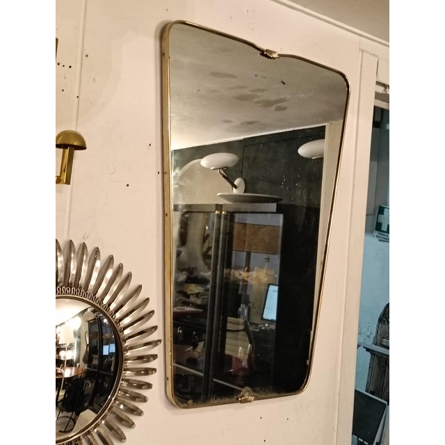 Gold Brass Shield-Shaped Wall Mirror by Gio Ponti, Italy, 1950s For Sale - Image 8 of 10