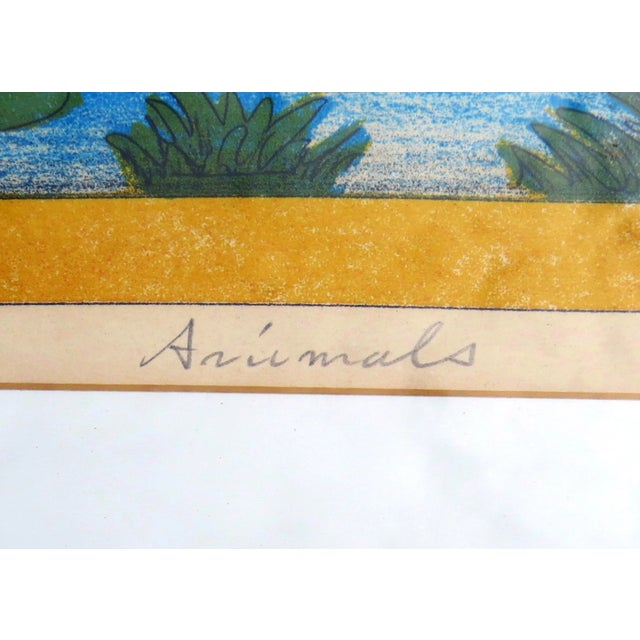 1970s Kashio Baba Modern Japanese Limited Edition Lithograph Titled "Animals" 1/50 For Sale - Image 5 of 12