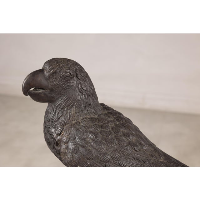 Figurative Vintage Bronze Parrot Sculpture on Branch Form Stand For Sale - Image 3 of 12