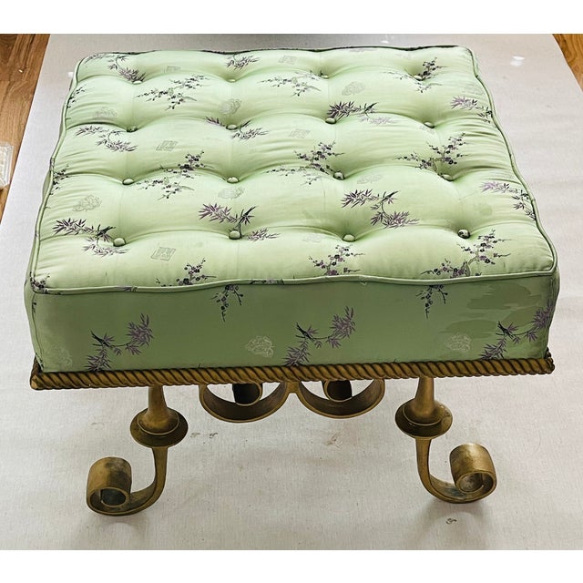 1940s Gorgeous Antique Louis XVI Style Ottoman Silk Tufted Scrolled Feet For Sale - Image 12 of 12