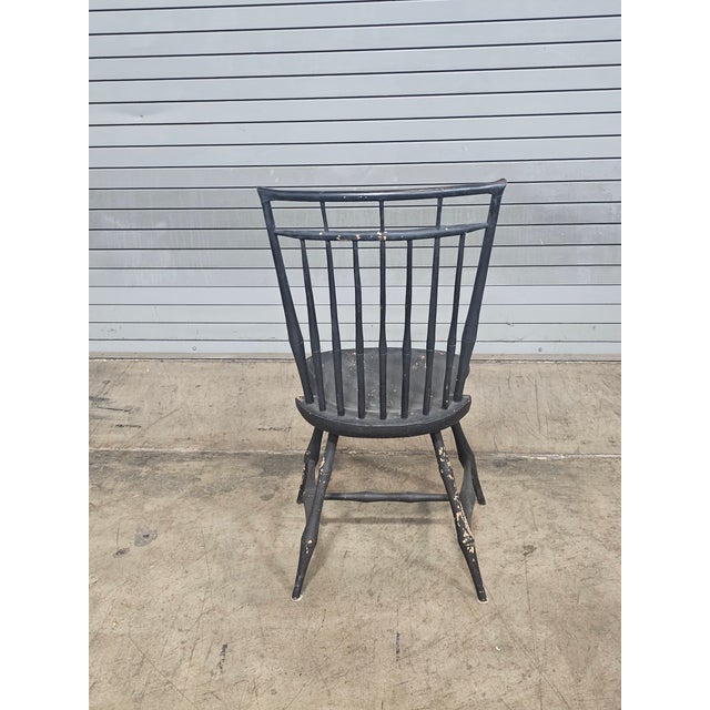 Wood Bench Made Black Bird Cage Style Windsor Chair Made by New York Artisian For Sale - Image 7 of 9