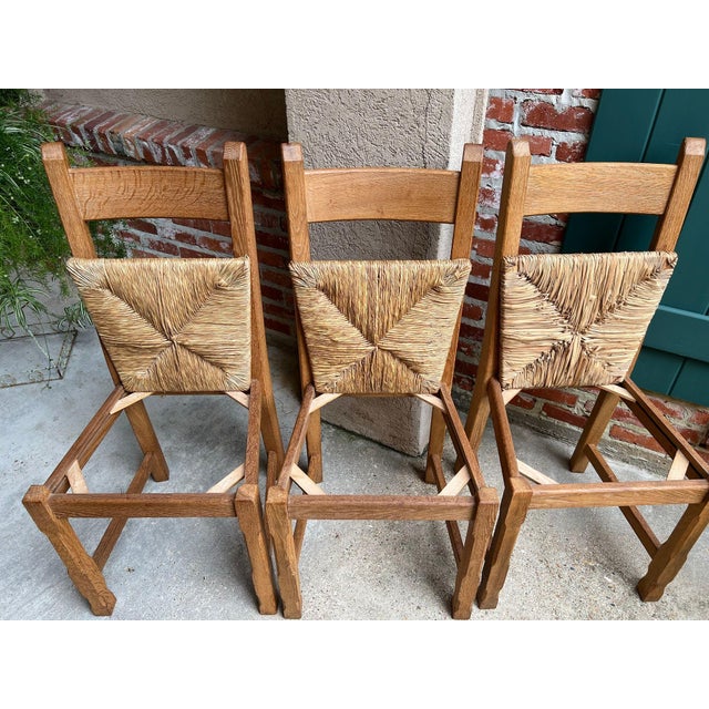 Set 6 Vintage French Ladder Back Dining Chairs Rush Seat Oak Country Farmhouse For Sale - Image 12 of 18