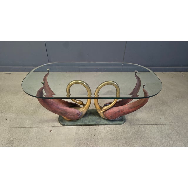 Vintage Brass Swan Coffee Table, 1970s For Sale - Image 9 of 10
