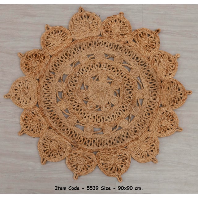 Handwoven Natural Jute Round Rug -4 Foot For Sale - Image 10 of 10