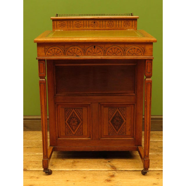 English Davenport with Leather Top, 1890s For Sale - Image 13 of 18