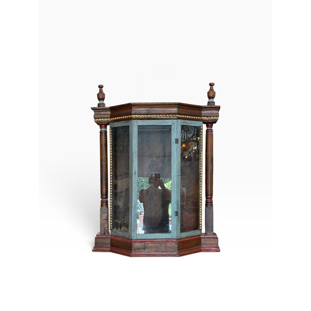 Antique Carved Italian Walnut Santos Reliquary Cabinet