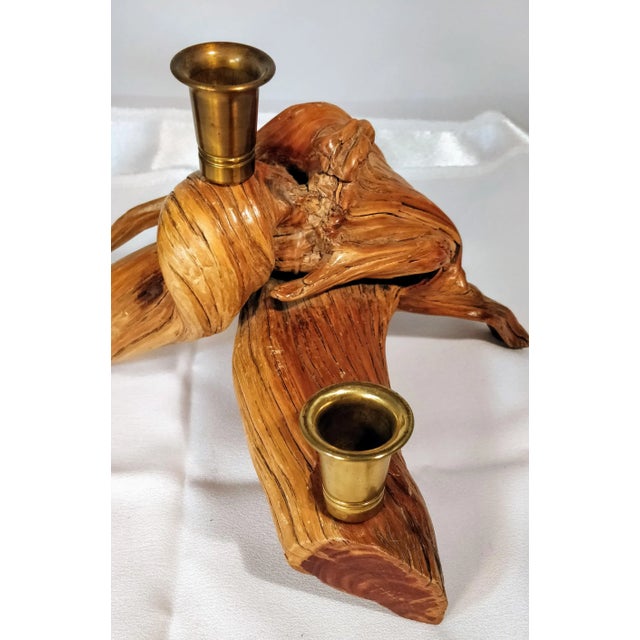 Vintage Driftwood Burlwood Candle Holder For Sale - Image 9 of 10