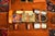Brown Stately English Antique Leather Suede Case With Tins Home Decor Prop For Sale - Image 8 of 16