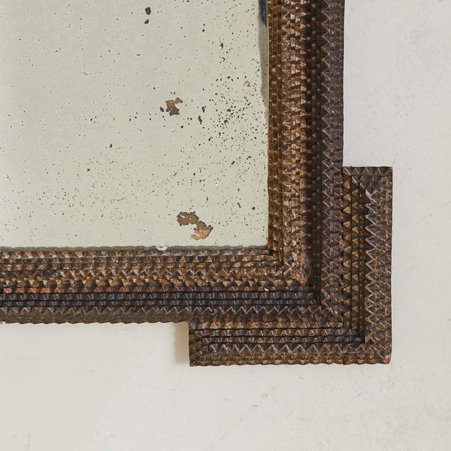 Late 19th Century French Tramp Art Wall Mirror with Zigzag Frame, Late 19th-Century - For Sale - Image 5 of 11