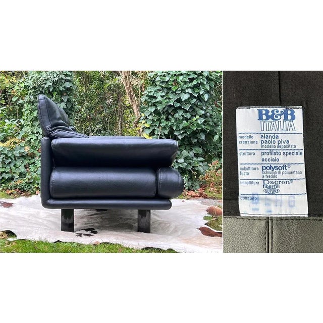 Vintage Black Leather Convertible Sofa Paolo Piva for B&B Italia, 1980s For Sale - Image 6 of 13
