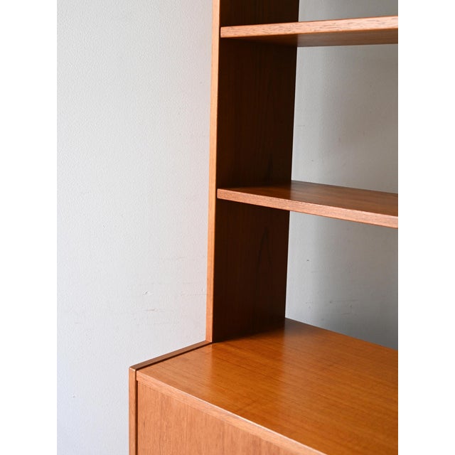 Brown Vintage Scandinavian Bookcase with Hinged Doors and Open Shelves, 1950s For Sale - Image 8 of 9